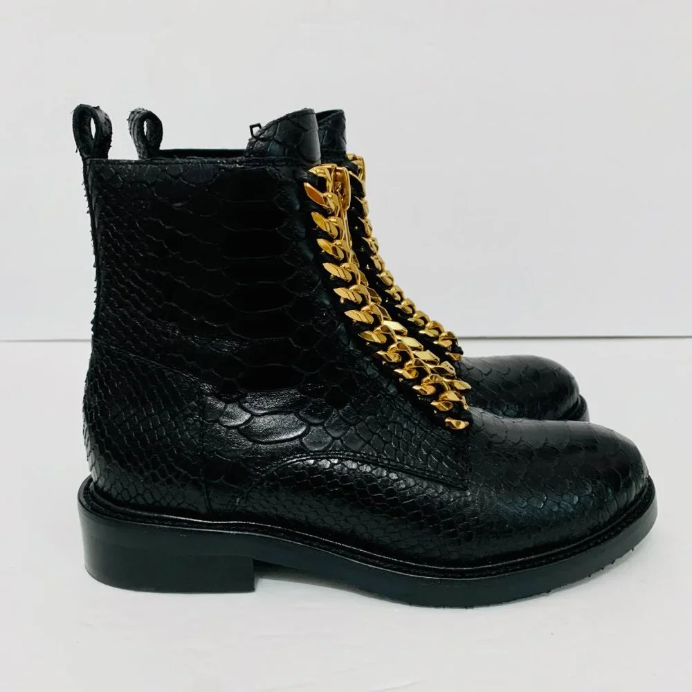 JEFFREY CAMPBELL LEATHER SNAKESKIN EMBOSSED ANKLE BOOTIE BOOTS NWOT - Picture 3 of 11